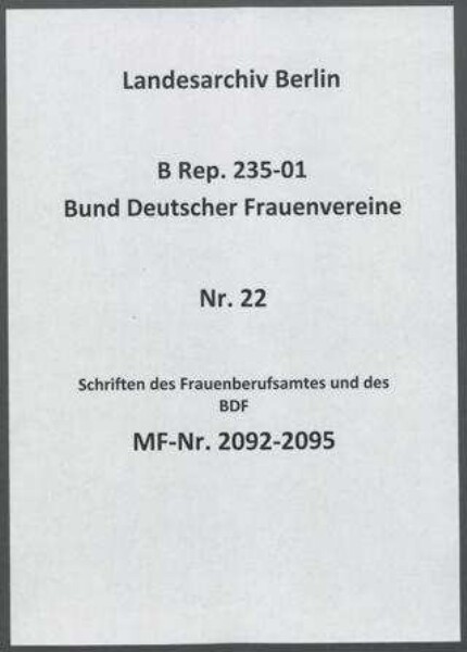 Schriften des Frauenberufsamtes und des BDF