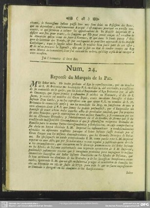 Num. 24. Response du Marquis de la Paz