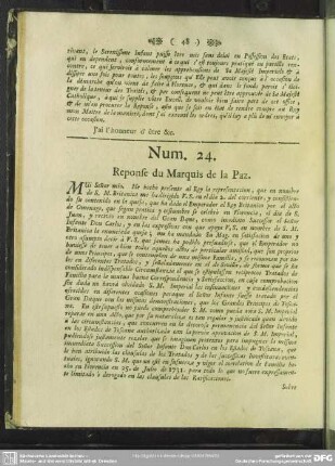 Num. 24. Response du Marquis de la Paz