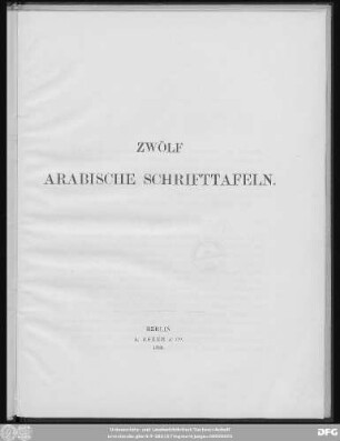 Zwölf arabische Schrifttafeln