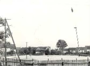 Maibaum in Sollschwitz : Gesellschaftliche Volkskultur - Frühling. Ort: Sulšecy / Sollschwitz. Dorfplatz mit Maibaum ("Delnje" Sulšecy - "Niedersollschwitz")