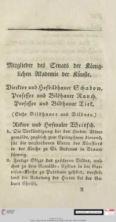 Mitglieder des Senats der königlichen Akademie der Künste
