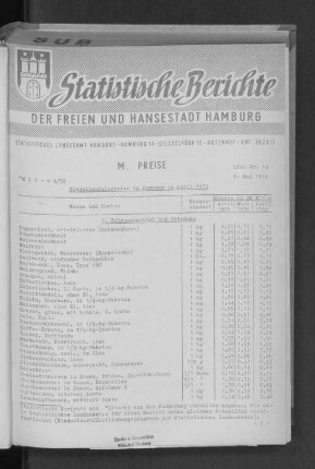 Einzelhandelspreise in Hamburg im April 1959 : Lfd. Nr. 14