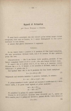 Appuniti di Aritmetica.