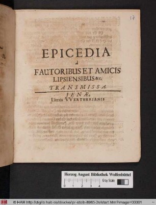 Epicedia a Fautoribus Et Amicis Lipsiensibus &c. Transmissa