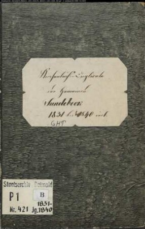 Kirchenbuchduplikat der katholischen Gemeinde Sandebeck, Kreis Höxter (GHT 1831-1840) (Gemeinde: Katholische Gemeinde Sandebeck)