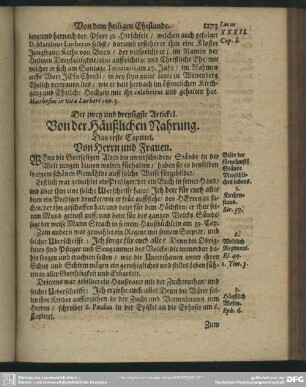 Der zwey und dreyssigste Artickel. Von der Häußlichen Nahrung