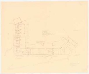 Jugendherberge, Marburg: Grundriss Erdgeschoss, Entwässerungsplan 1:100
