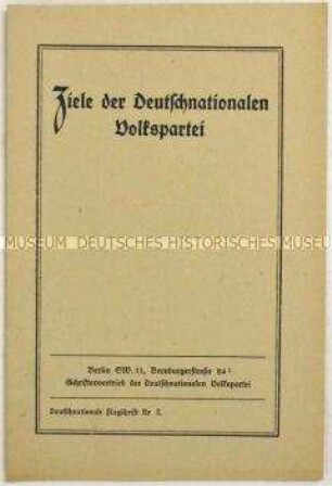 Programmatische Schrift der Deutschnationalen Volkspartei