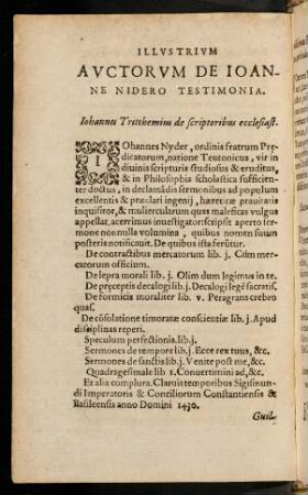 7v-8v, Illustrium Auctorum de Ioanne Nidero Testimonia
