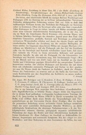 502 [Rezension] Möbus, Gerhard, Erziehung in dieser Zeit