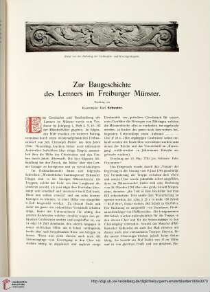 Zur Baugeschichte des Lettners im Freiburger Münster