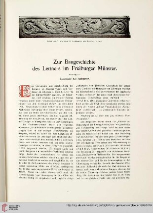 Zur Baugeschichte des Lettners im Freiburger Münster