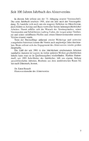 Seit 100 Jahren Jahrbuch des Alstervereins