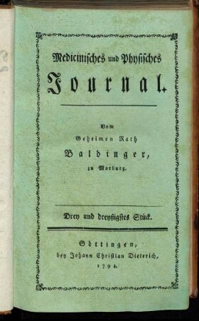 Drey und dreißigstes Stück. Göttingen, 1794.