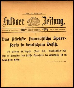Zweite Ausgabe vom Freitag, den 28. August 1914.