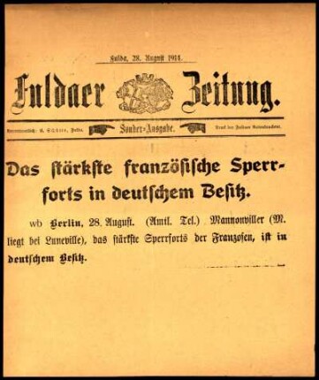 Zweite Ausgabe vom Freitag, den 28. August 1914.