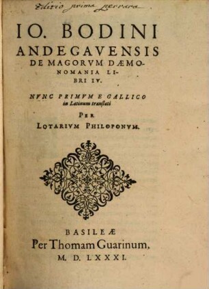 De Magorum Daemonomania : libri IV