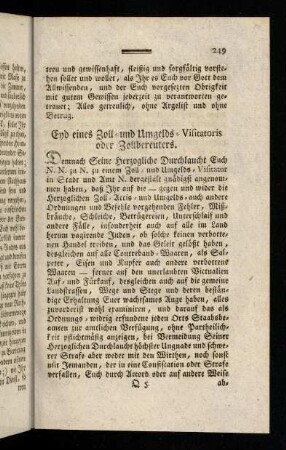 249-259, Eyd eines Zoll- und Umgelds-Visitatoris oder ...