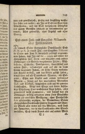249-259, Eyd eines Zoll- und Umgelds-Visitatoris oder ...