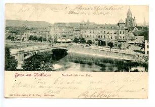"Neckarbrücke mit Post" - Postamt 1 (Kaiserstraße 2), Untere Neckarstraße