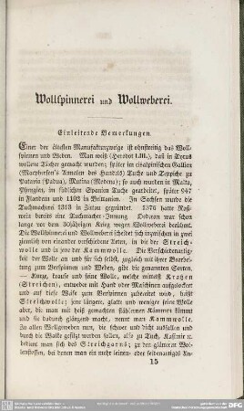 Wollspinnerei und Wollweberei