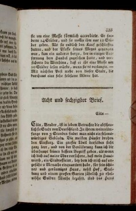 Acht und sechzigster Brief. Cöln