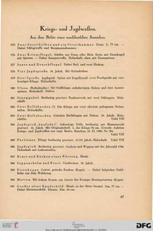 Kriegs- und Jagdwaffen (Nr. 575-833)