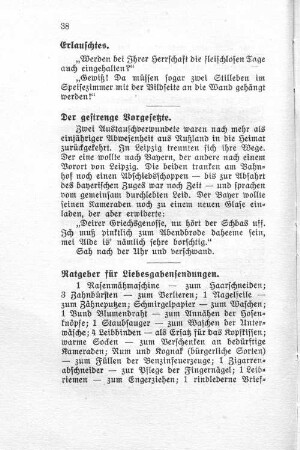Ratgeber für Liebesgabensendungen.