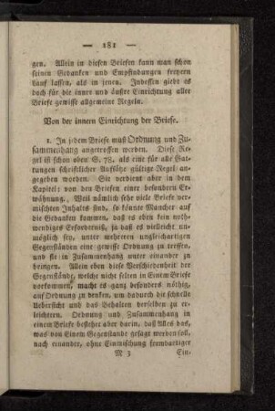 Von der inneren Einrichtung der Briefe.