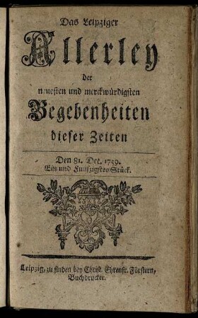 Den 18. Dec. 1759. Ein und Funfzigstes Stück.