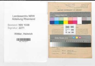 Entnazifizierung Heinrich Wittler , geb. 20.04.1893 (Bahnbeamter)