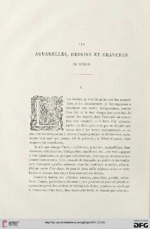 2. Pér. 10.1874: Les aquarelles, dessins et gravures au Salon, [1]