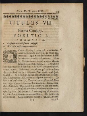 Titulus VIII. De Forma Coniugii