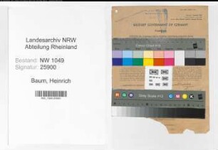Entnazifizierung Heinrich Baum , geb. 03.11.1895 (Bahnsekretaer)