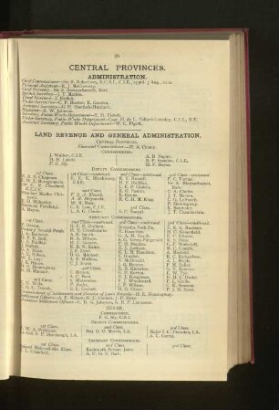 Officers employed in the Central Provinces and Berar