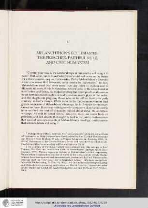 Chapter 5. Melanchthon's Ecclesiastes: The Preacher, Faithful Rule, and Civic Humanism