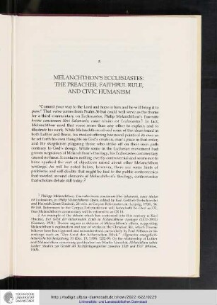 Chapter 5. Melanchthon's Ecclesiastes: The Preacher, Faithful Rule, and Civic Humanism