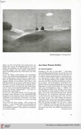 49: Aus Hans Thomas Briefen, [1] : an Julius Langbehn