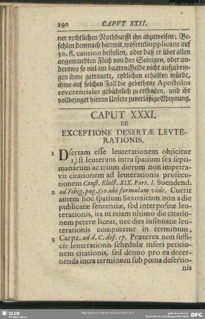 Caput XXXI. De Exceptione Desertae Leuterationis