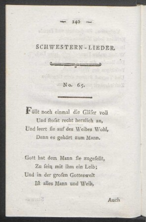 Schwestern-Lieder. No. 65. - No. 68.