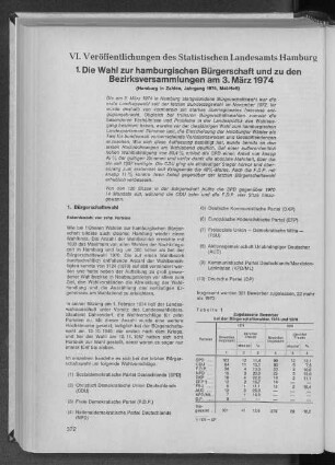 1. Die Wahl zur hamburgischen Bürgerschaft und zu den Bezirksversammlungen am 3. März 1974