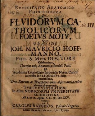Exercitatio anat.-physiol. de fluidorum catholicorum foetus motu