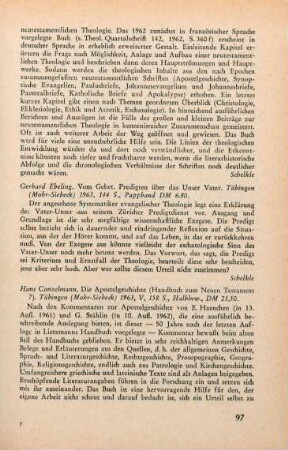 97 [Rezension] Ebeling, Gerhard, Vom Gebet