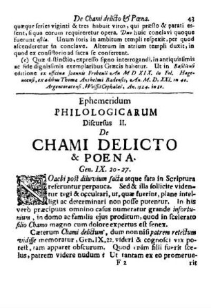 Dirscurs II. De Chami delicto & Pœna.