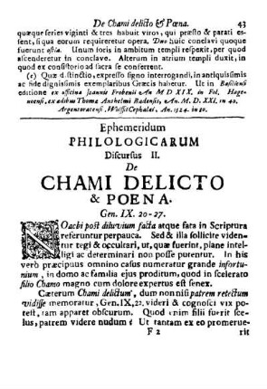 Dirscurs II. De Chami delicto & Pœna.