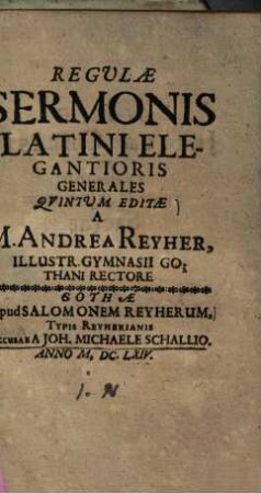 Regulae sermonis Latini elegantioris generales