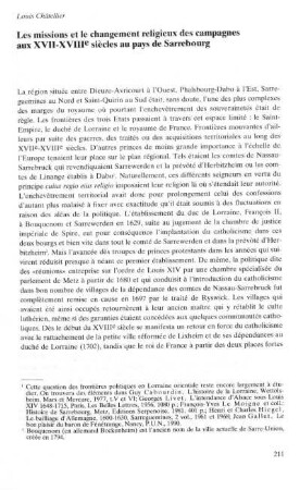 Les missions et le changement religieux des campagnes aux XVIIᵉ - XVIIIᵉ siècles au pays de Sarrebourg
