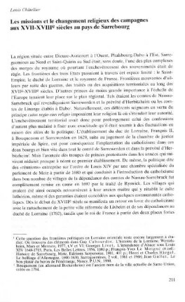 Les missions et le changement religieux des campagnes aux XVIIᵉ - XVIIIᵉ siècles au pays de Sarrebourg