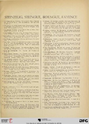 Steinzeug, Steingut, Irdengut, Fayence (Nr. 1-44)